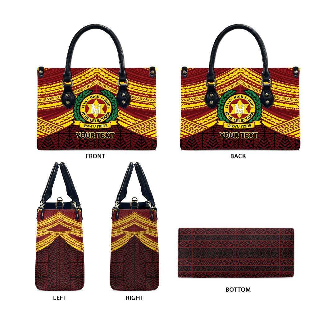 Personalised Tonga Vava'u High School Leather Bag Polynesian Ngatu Tribal - Polynesian Pride
