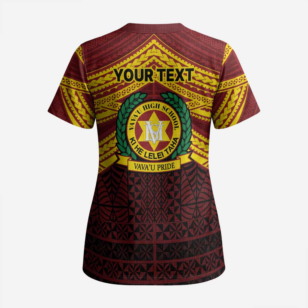 Personalised Tonga Vava'u High School Scrub Top Polynesian Ngatu Tribal LT9 - Polynesian Pride