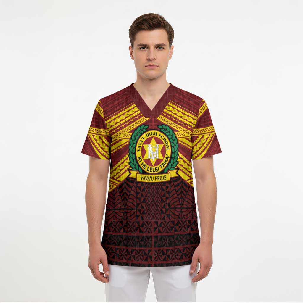 Personalised Tonga Vava'u High School Scrub Top Polynesian Ngatu Tribal LT9 - Polynesian Pride