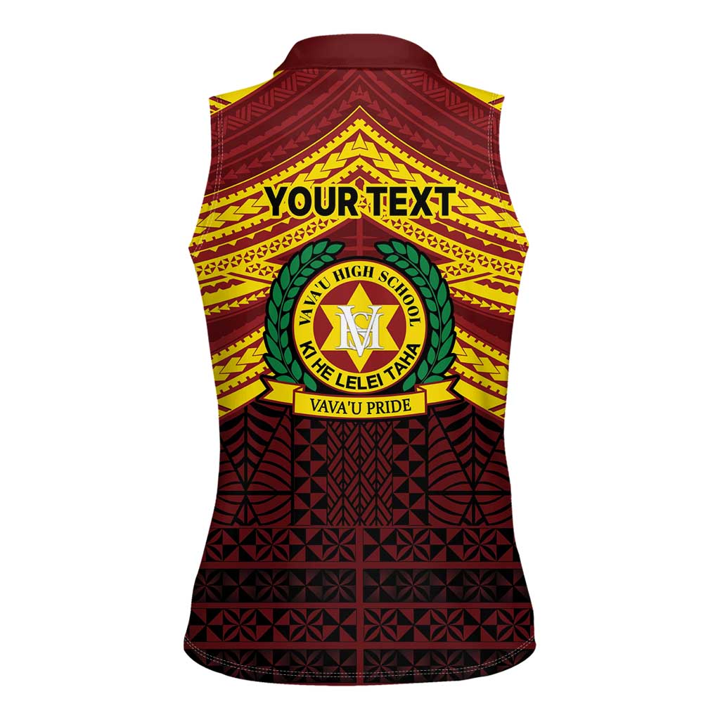 Personalised Tonga Vava'u High School Women Sleeveless Polo Shirt Polynesian Ngatu Tribal LT9 - Polynesian Pride