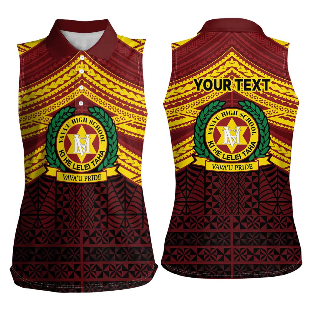 Personalised Tonga Vava'u High School Women Sleeveless Polo Shirt Polynesian Ngatu Tribal LT9 - Polynesian Pride