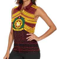 Personalised Tonga Vava'u High School Women Sleeveless Polo Shirt Polynesian Ngatu Tribal LT9 - Polynesian Pride