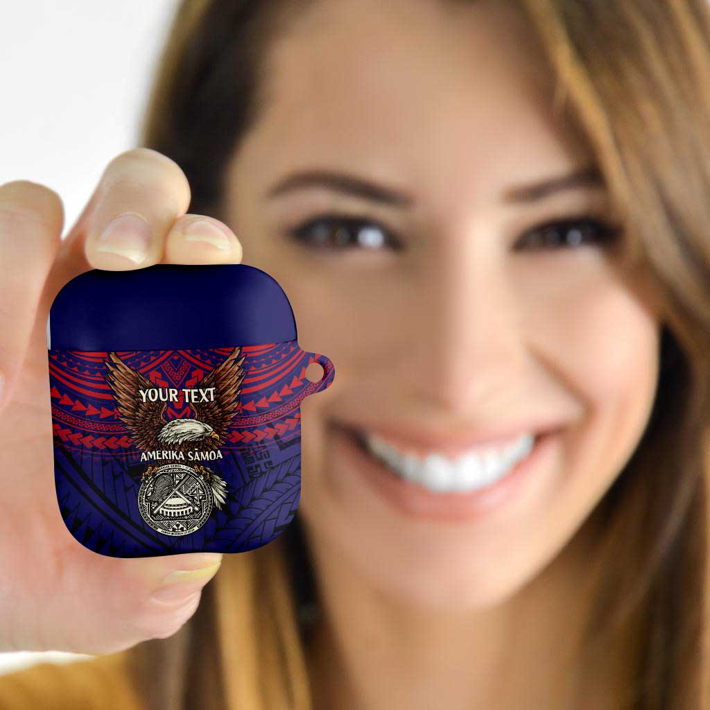 American Samoa Brave Eagle Personalized AirPods Case National Flag Color - Polynesian Pride