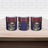American Samoa Brave Eagle Personalized Ceramic Mug National Flag Color - Polynesian Pride