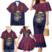 American Samoa Brave Eagle Personalized Family Matching Mermaid Dress and Hawaiian Shirt National Flag Color LT9 - Polynesian Pride