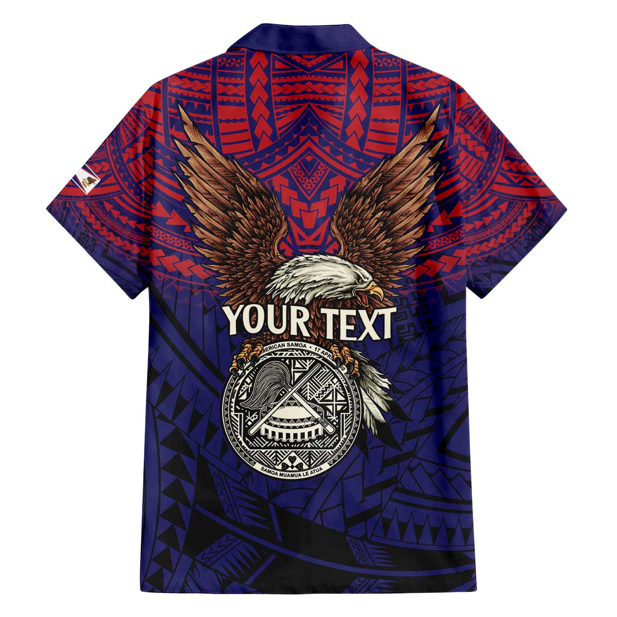 American Samoa Brave Eagle Personalized Family Matching Off The Shoulder Long Sleeve Dress and Hawaiian Shirt National Flag Color LT9 - Polynesian Pride