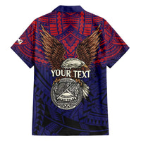 American Samoa Brave Eagle Personalized Family Matching Off Shoulder Maxi Dress and Hawaiian Shirt National Flag Color LT9 - Polynesian Pride