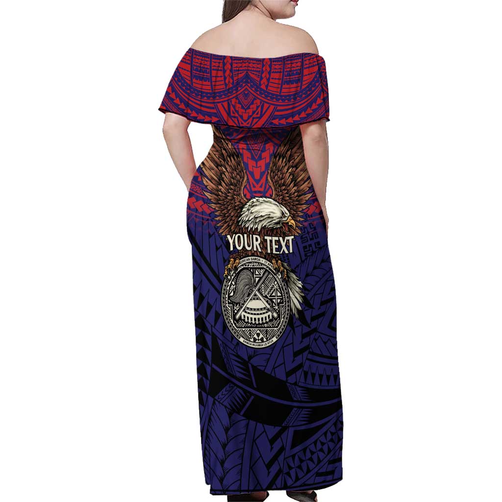 American Samoa Brave Eagle Personalized Family Matching Off Shoulder Maxi Dress and Hawaiian Shirt National Flag Color LT9 - Polynesian Pride