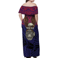 American Samoa Brave Eagle Personalized Family Matching Off Shoulder Maxi Dress and Hawaiian Shirt National Flag Color LT9 - Polynesian Pride