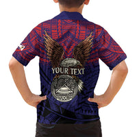American Samoa Brave Eagle Personalized Family Matching Off Shoulder Short Dress and Hawaiian Shirt National Flag Color LT9 - Polynesian Pride