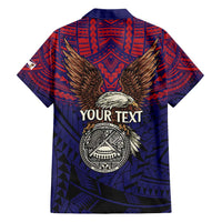 American Samoa Brave Eagle Personalized Family Matching Short Sleeve Bodycon Dress and Hawaiian Shirt National Flag Color LT9 - Polynesian Pride