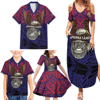 American Samoa Brave Eagle Personalized Family Matching Summer Maxi Dress and Hawaiian Shirt National Flag Color LT9 - Polynesian Pride