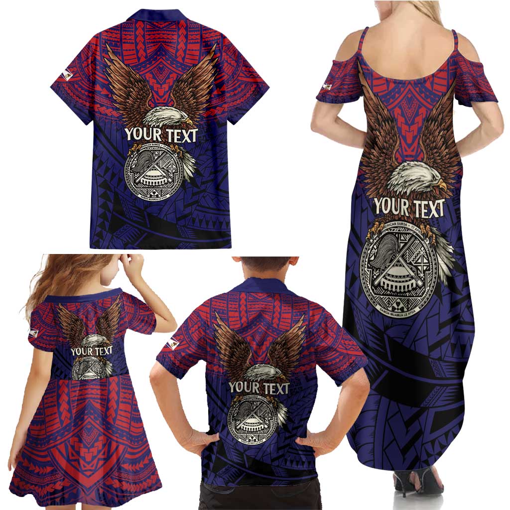 American Samoa Brave Eagle Personalized Family Matching Summer Maxi Dress and Hawaiian Shirt National Flag Color LT9 - Polynesian Pride