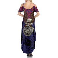 American Samoa Brave Eagle Personalized Family Matching Summer Maxi Dress and Hawaiian Shirt National Flag Color LT9 - Polynesian Pride