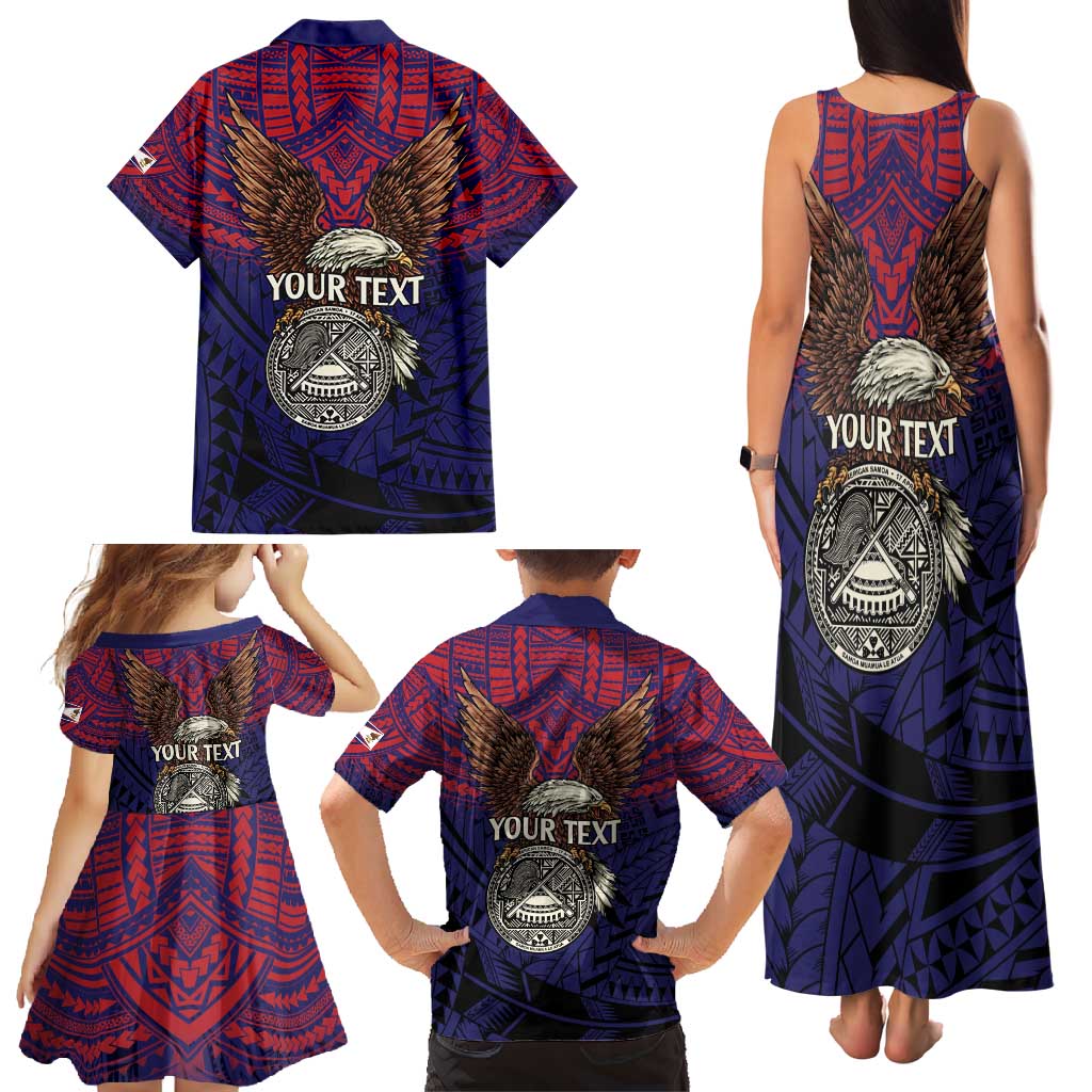 American Samoa Brave Eagle Personalized Family Matching Tank Maxi Dress and Hawaiian Shirt National Flag Color LT9 - Polynesian Pride