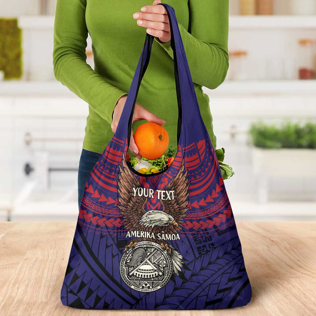American Samoa Brave Eagle Personalized Grocery Bag National Flag Color