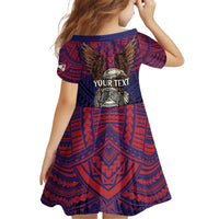 American Samoa Brave Eagle Personalized Kid Short Sleeve Dress National Flag Color LT9 - Polynesian Pride