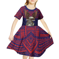 American Samoa Brave Eagle Personalized Kid Short Sleeve Dress National Flag Color LT9 - Polynesian Pride