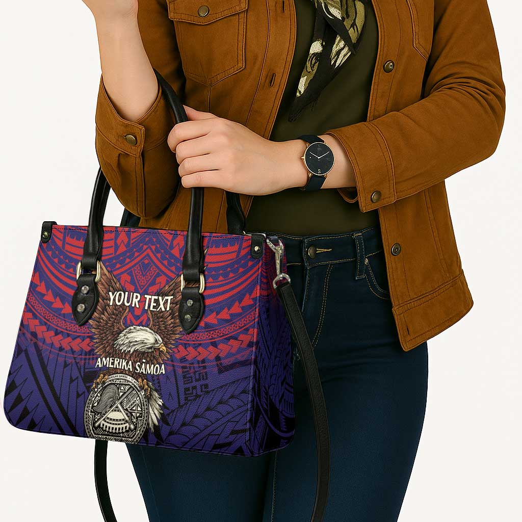 American Samoa Brave Eagle Personalized Leather Bag National Flag Color - Polynesian Pride