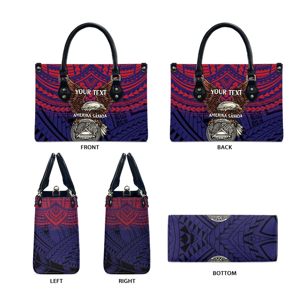 American Samoa Brave Eagle Personalized Leather Bag National Flag Color - Polynesian Pride