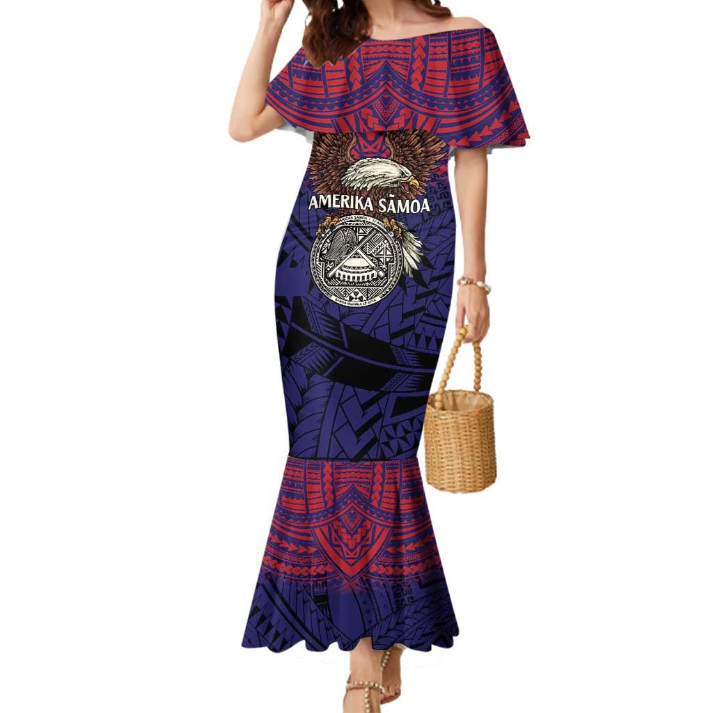 American Samoa Brave Eagle Personalized Mermaid Dress National Flag Color