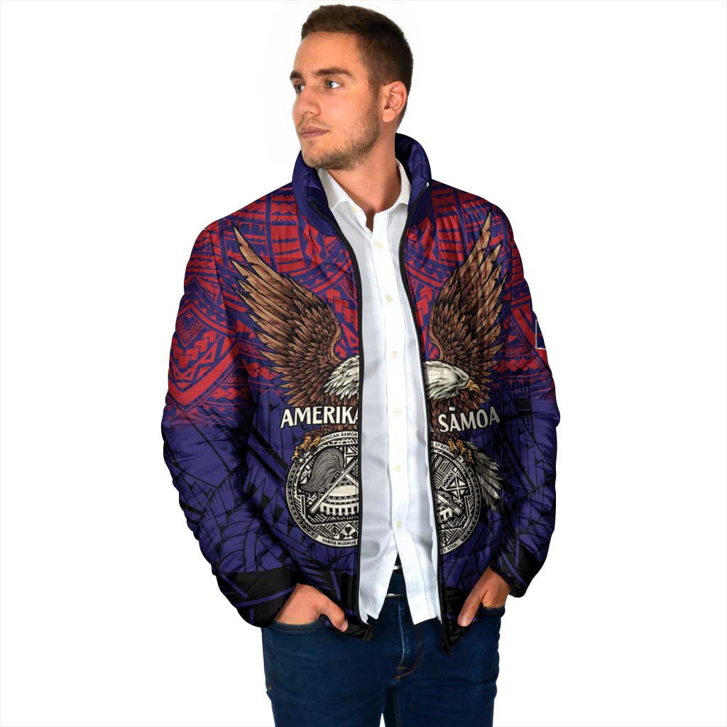 American Samoa Brave Eagle Personalized Padded Jacket National Flag Color - Polynesian Pride