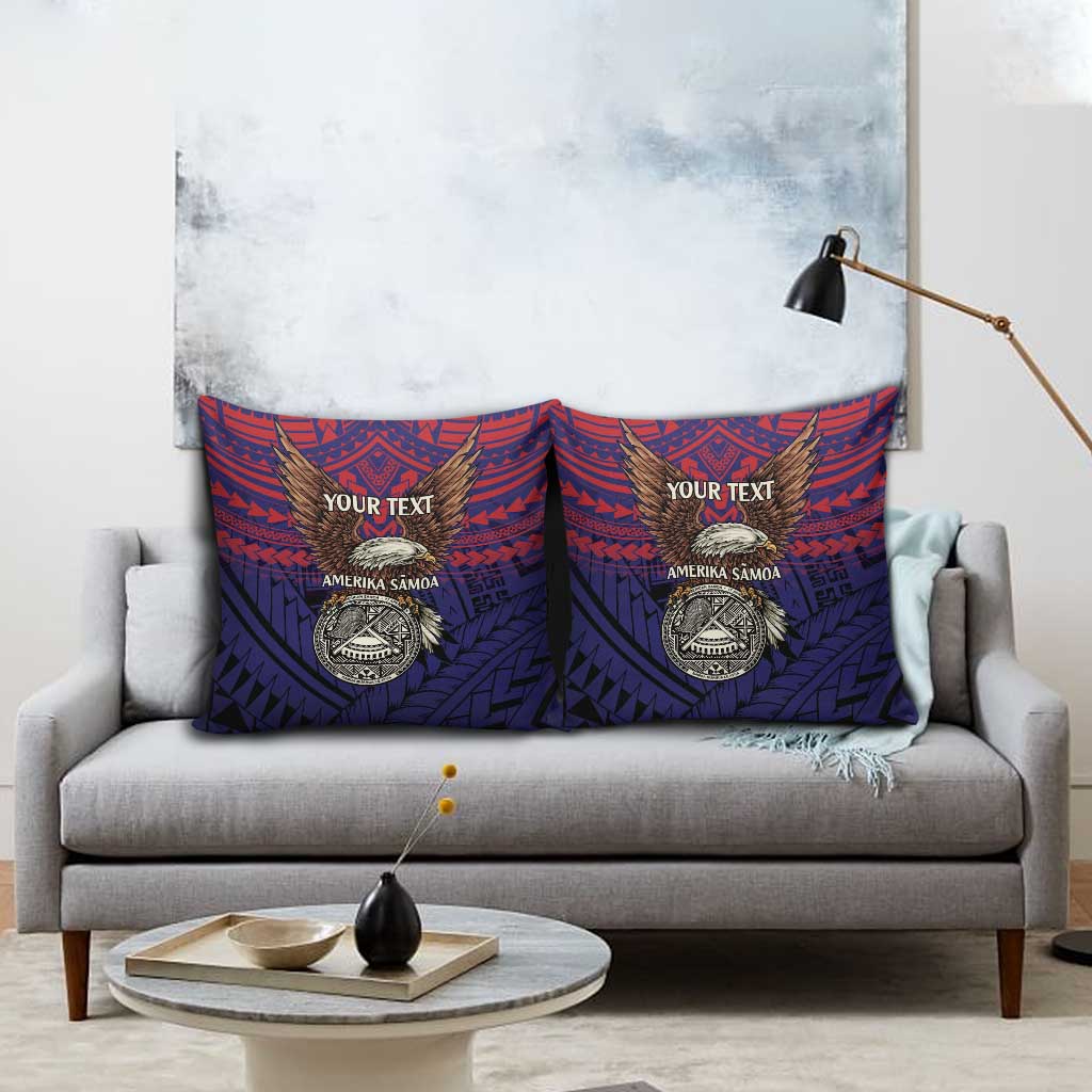 American Samoa Brave Eagle Personalized Pillow Cover National Flag Color - Polynesian Pride