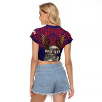 American Samoa Brave Eagle Personalized Raglan Cropped T Shirt National Flag Color