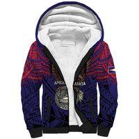 American Samoa Brave Eagle Personalized Sherpa Hoodie National Flag Color LT9 Unisex Blue - Polynesian Pride