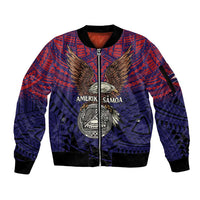 American Samoa Brave Eagle Personalized Sleeve Zip Bomber Jacket National Flag Color