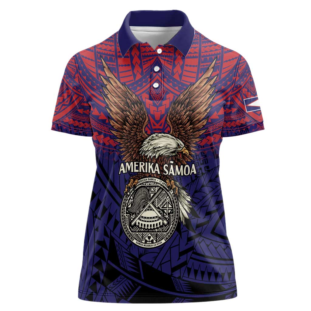 American Samoa Brave Eagle Personalized Women Polo Shirt National Flag Color