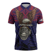 American Samoa Brave Eagle Personalized Zipper Polo Shirt National Flag Color LT9 Blue - Polynesian Pride