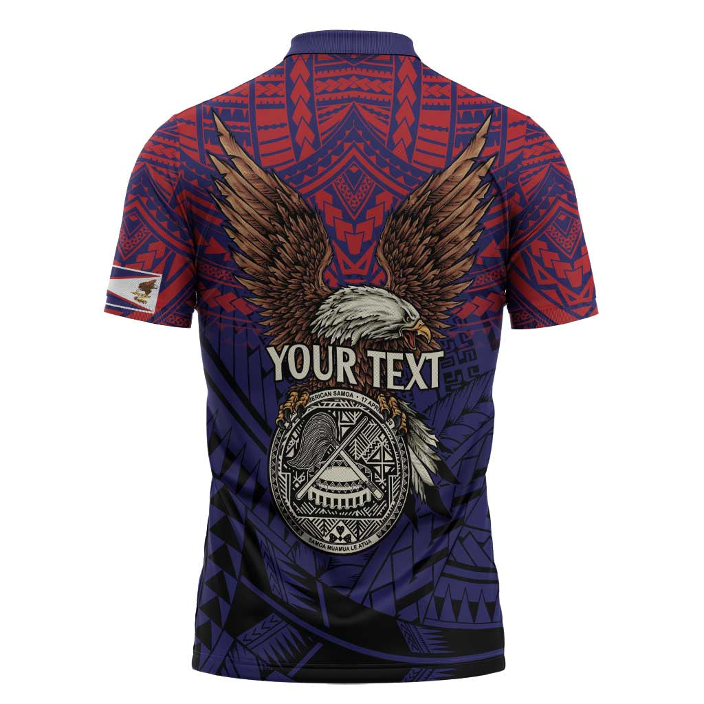 American Samoa Brave Eagle Personalized Zipper Polo Shirt National Flag Color LT9 - Polynesian Pride