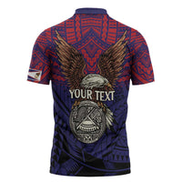 American Samoa Brave Eagle Personalized Zipper Polo Shirt National Flag Color LT9 - Polynesian Pride