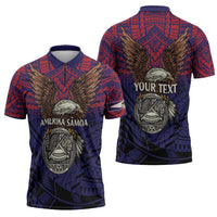 American Samoa Brave Eagle Personalized Zipper Polo Shirt National Flag Color LT9 - Polynesian Pride