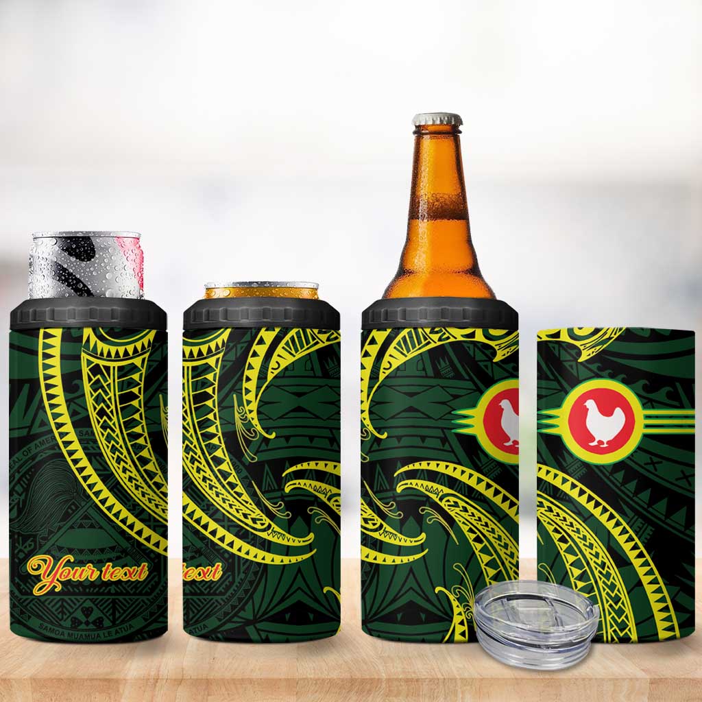 American Samoa Manua Cession Day Personalized 4 in 1 Can Cooler Tumbler Polynesian Wave Style
