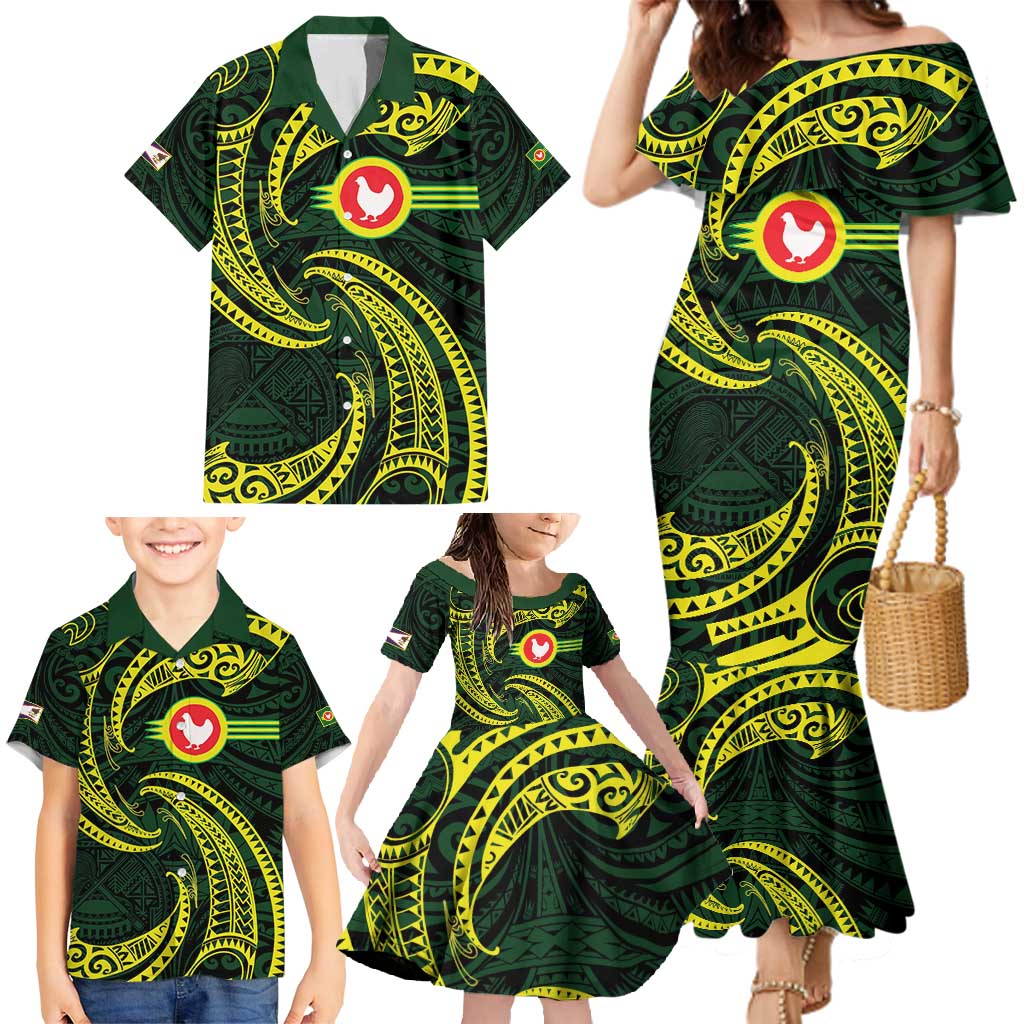 American Samoa Manua Cession Day Personalized Family Matching Mermaid Dress and Hawaiian Shirt Polynesian Wave Style LT9 - Polynesian Pride