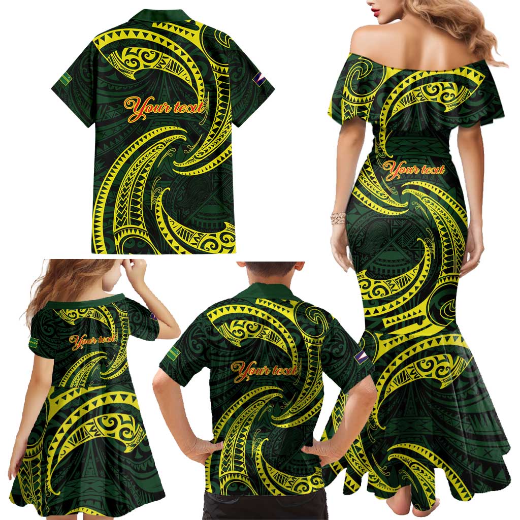 American Samoa Manua Cession Day Personalized Family Matching Mermaid Dress and Hawaiian Shirt Polynesian Wave Style LT9 - Polynesian Pride