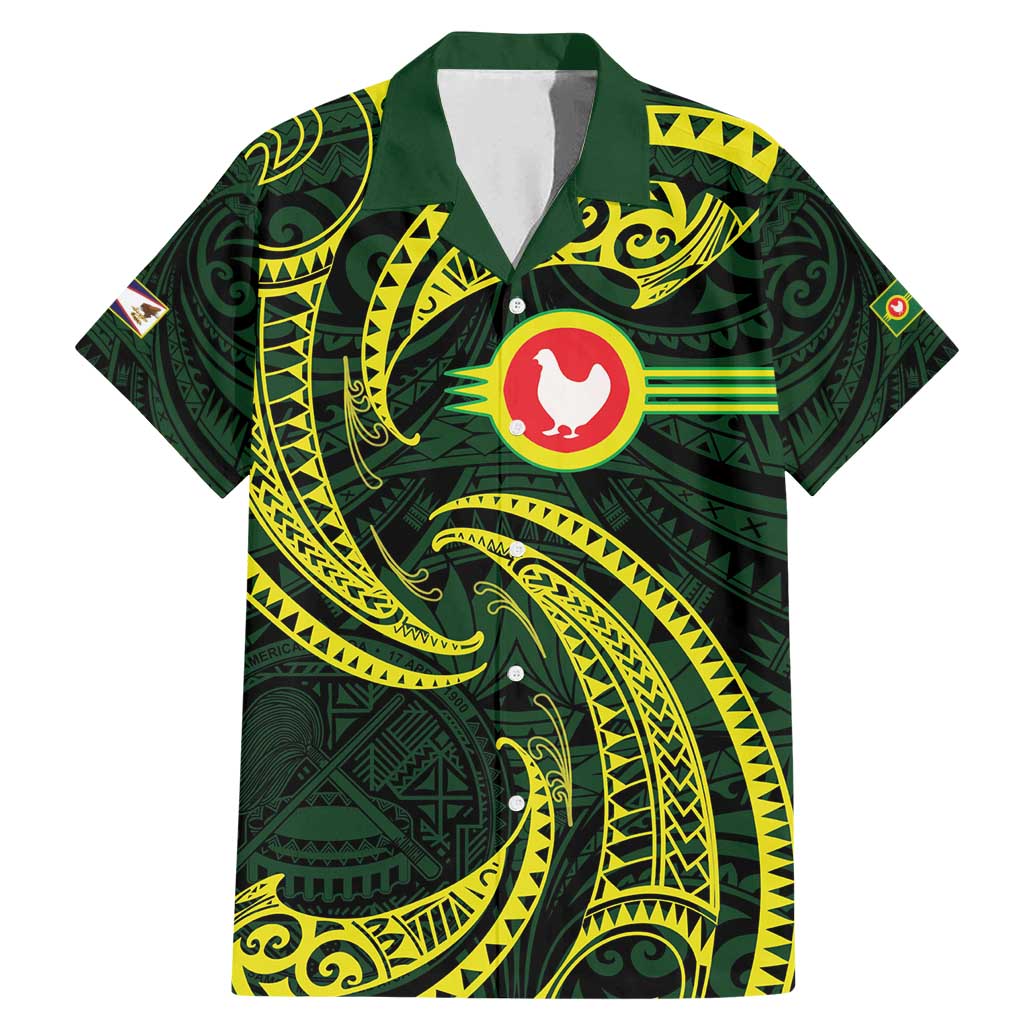 American Samoa Manua Cession Day Personalized Family Matching Mermaid Dress and Hawaiian Shirt Polynesian Wave Style LT9 Dad's Shirt - Short Sleeve Green - Polynesian Pride