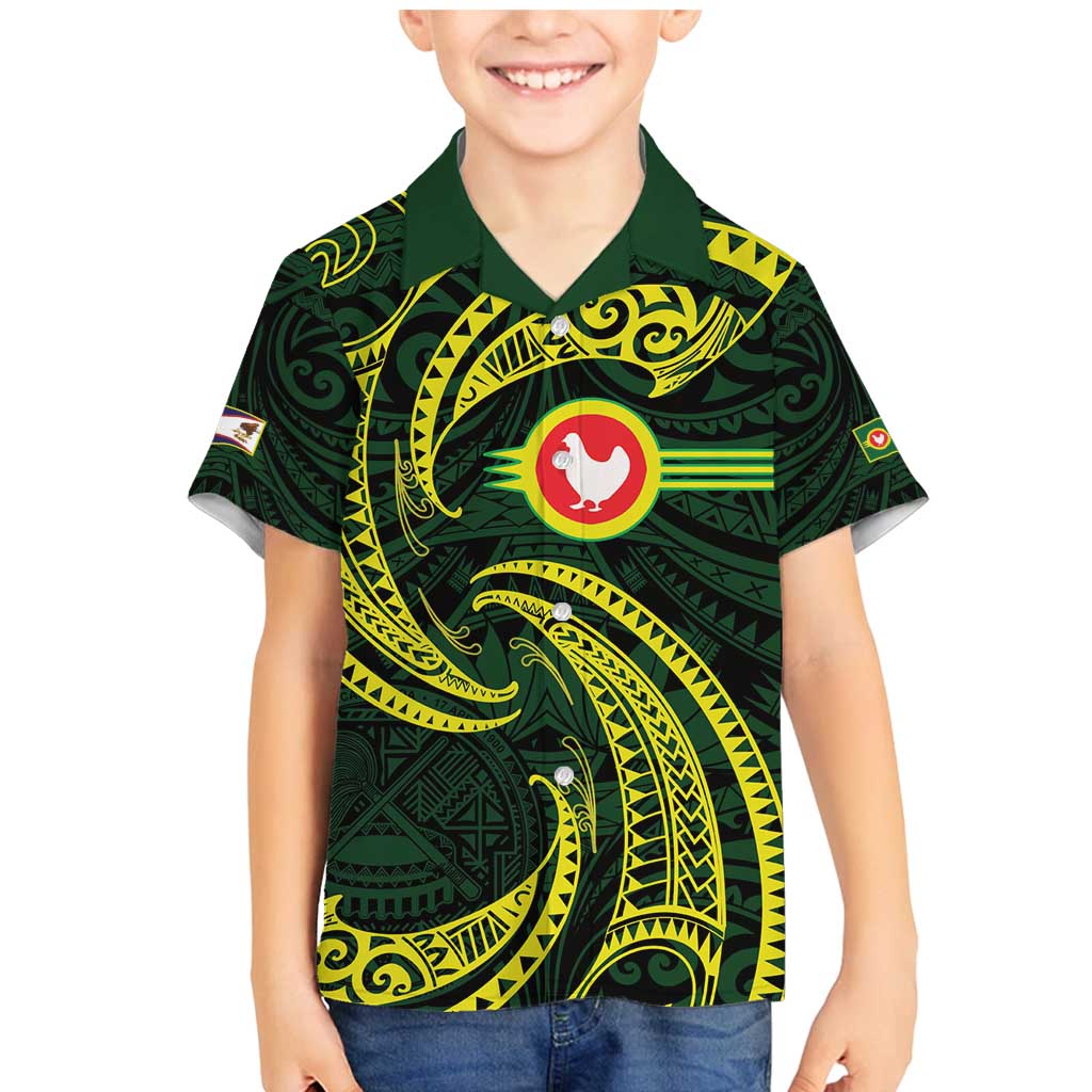 American Samoa Manua Cession Day Personalized Family Matching Mermaid Dress and Hawaiian Shirt Polynesian Wave Style LT9 Son's Shirt Green - Polynesian Pride