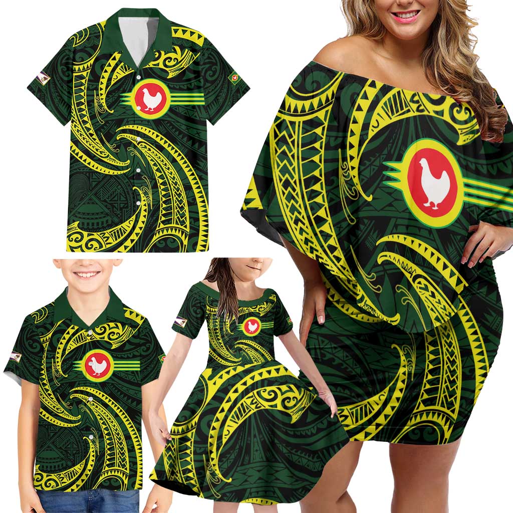American Samoa Manua Cession Day Personalized Family Matching Off Shoulder Short Dress and Hawaiian Shirt Polynesian Wave Style LT9 - Polynesian Pride