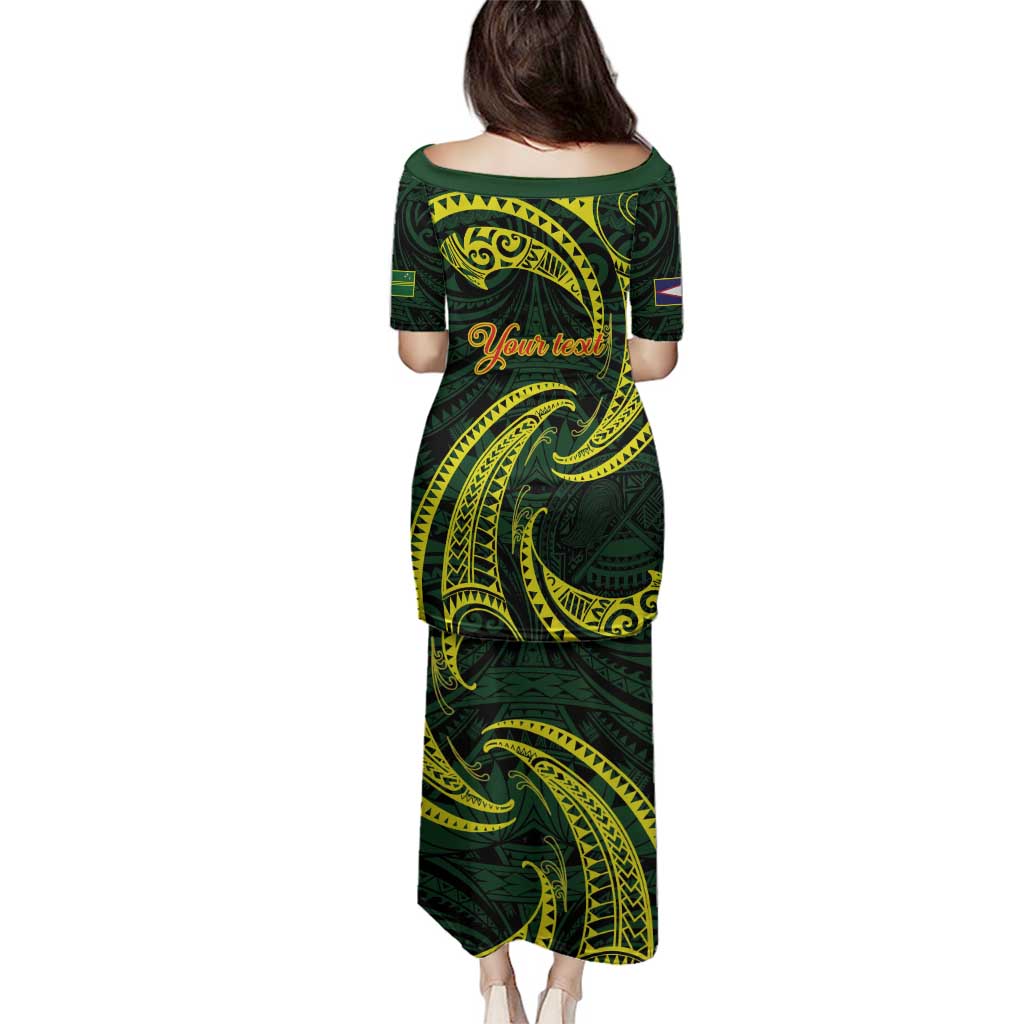 American Samoa Manua Cession Day Personalized Family Matching Puletasi and Hawaiian Shirt Polynesian Wave Style