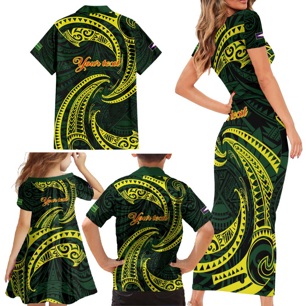 American Samoa Manua Cession Day Personalized Family Matching Short Sleeve Bodycon Dress and Hawaiian Shirt Polynesian Wave Style LT9 - Polynesian Pride