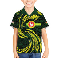 American Samoa Manua Cession Day Personalized Family Matching Short Sleeve Bodycon Dress and Hawaiian Shirt Polynesian Wave Style LT9 Son's Shirt Green - Polynesian Pride