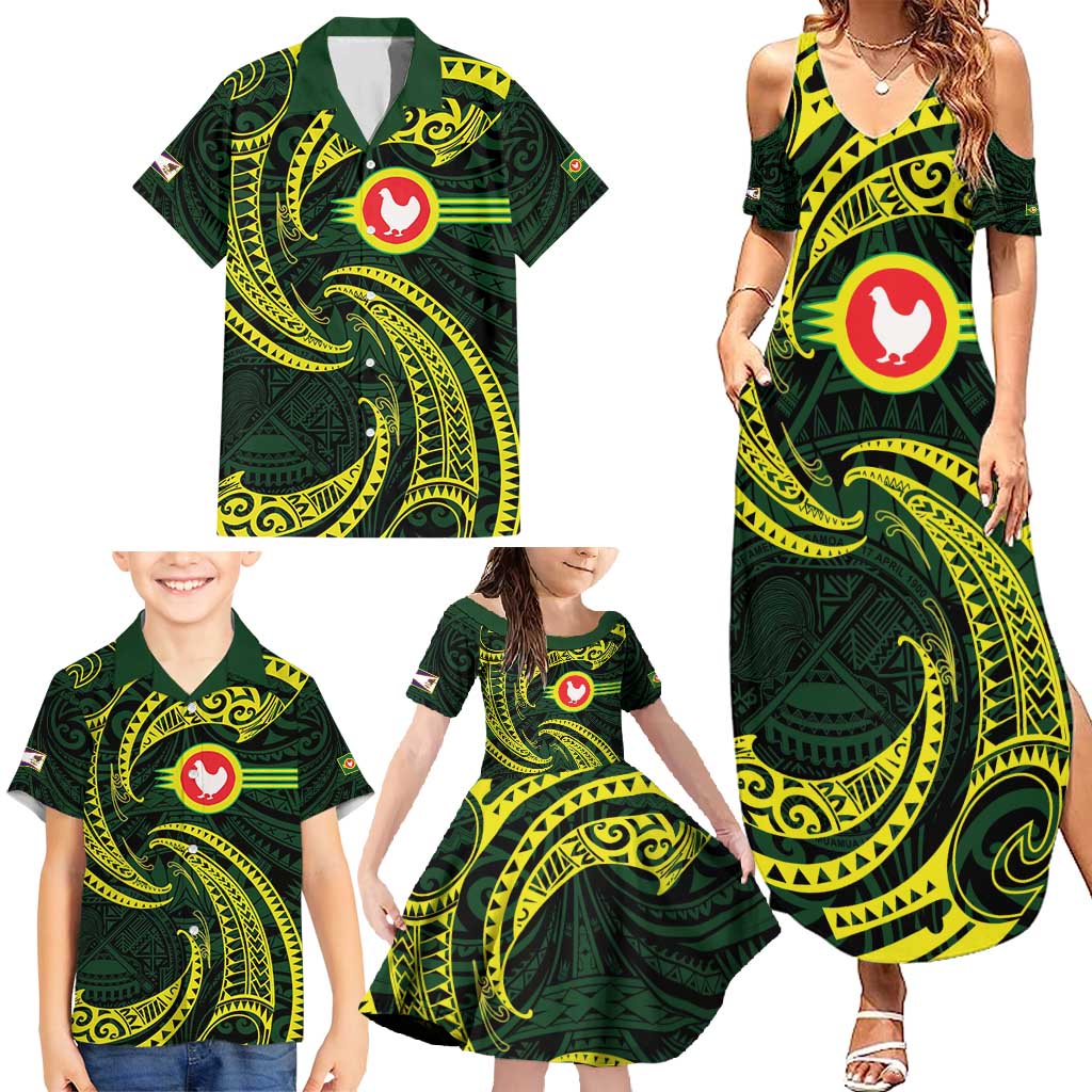 American Samoa Manua Cession Day Personalized Family Matching Summer Maxi Dress and Hawaiian Shirt Polynesian Wave Style LT9 - Polynesian Pride