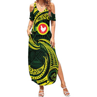 American Samoa Manua Cession Day Personalized Family Matching Summer Maxi Dress and Hawaiian Shirt Polynesian Wave Style LT9 Mom's Dress Green - Polynesian Pride