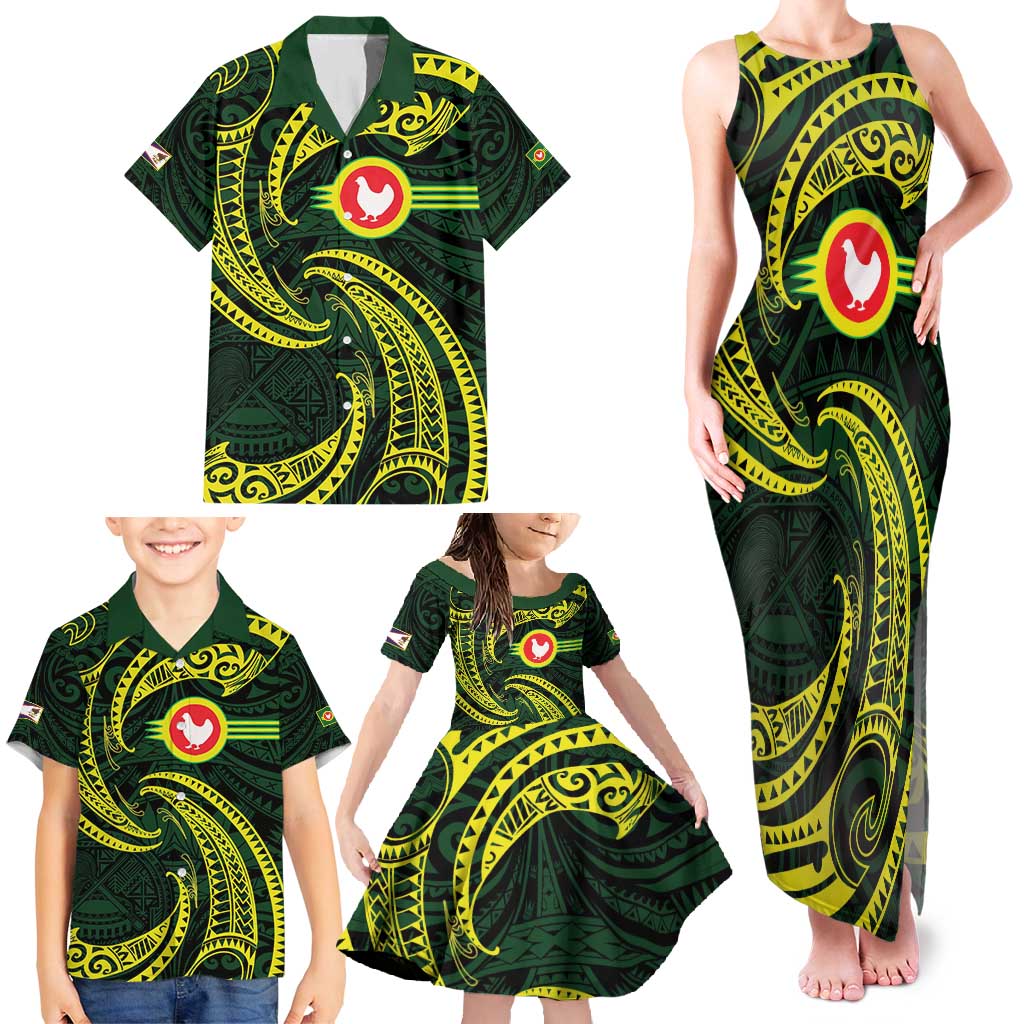 American Samoa Manua Cession Day Personalized Family Matching Tank Maxi Dress and Hawaiian Shirt Polynesian Wave Style LT9 - Polynesian Pride