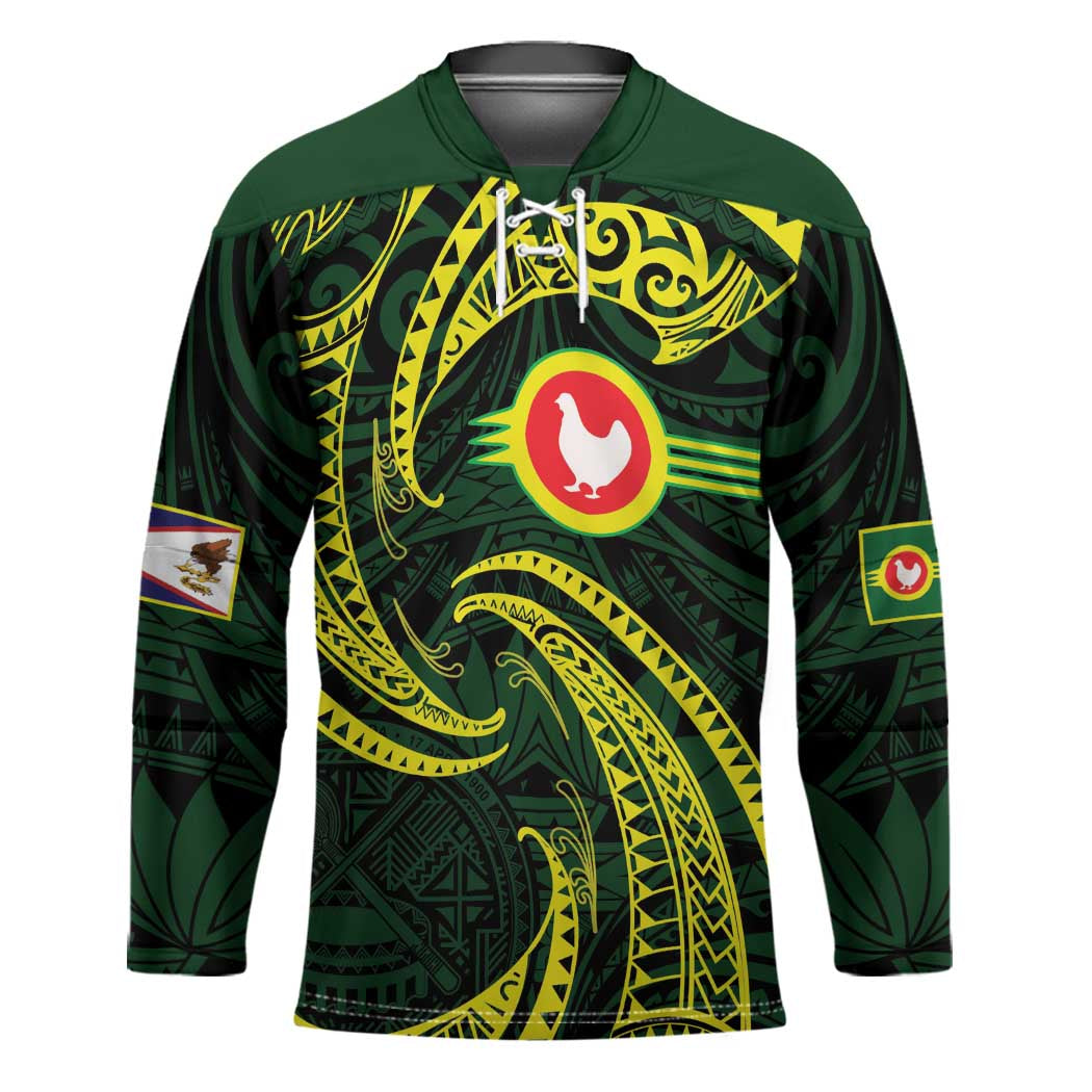American Samoa Manua Cession Day Personalized Hockey Jersey Polynesian Wave Style - Polynesian Pride