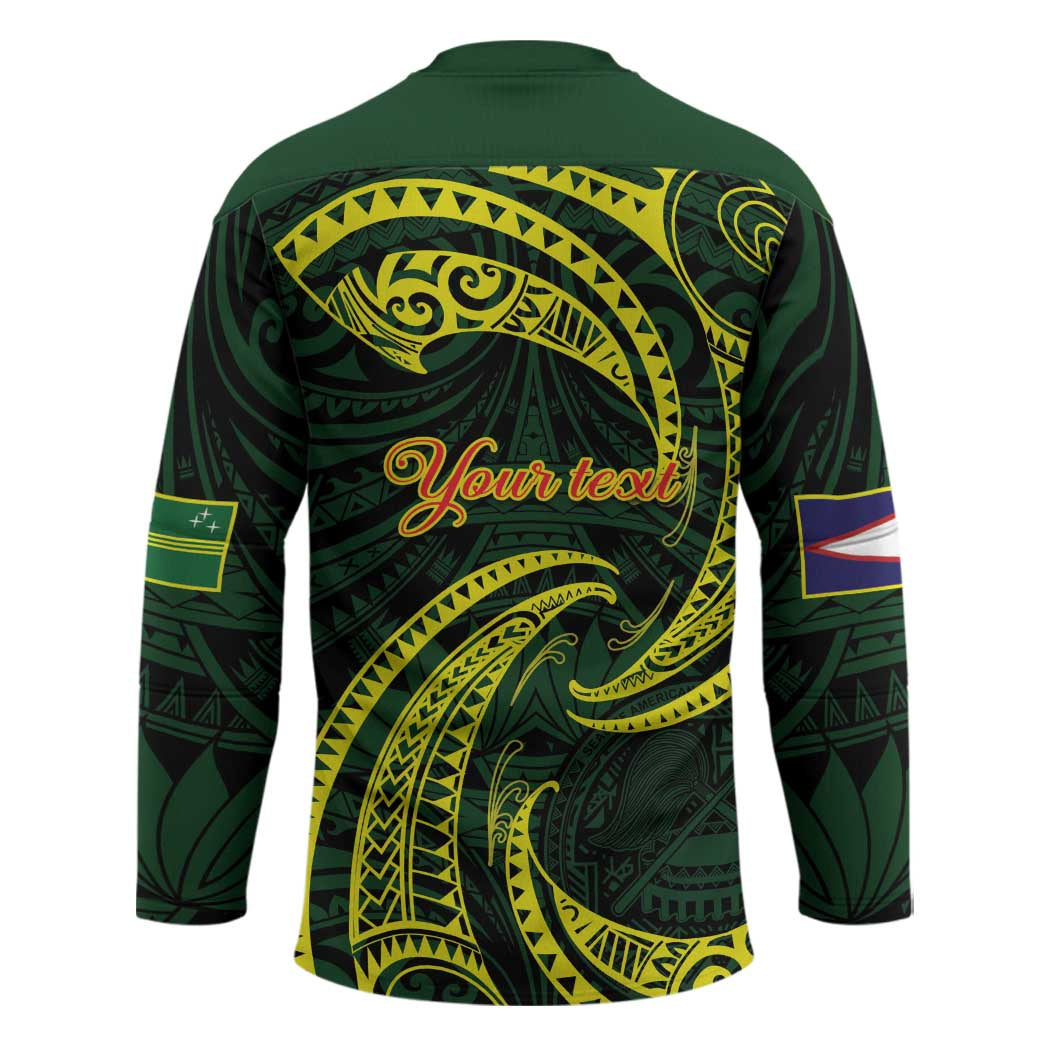 American Samoa Manua Cession Day Personalized Hockey Jersey Polynesian Wave Style - Polynesian Pride