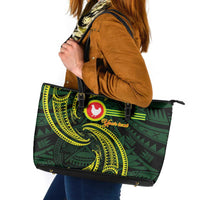 American Samoa Manua Cession Day Personalized Leather Tote Bag Polynesian Wave Style